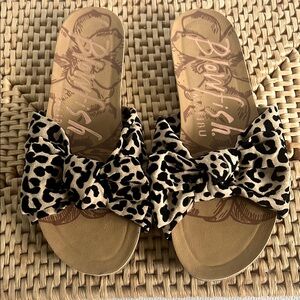 Blowfish Brown and Black Sandals with Leopard Print
